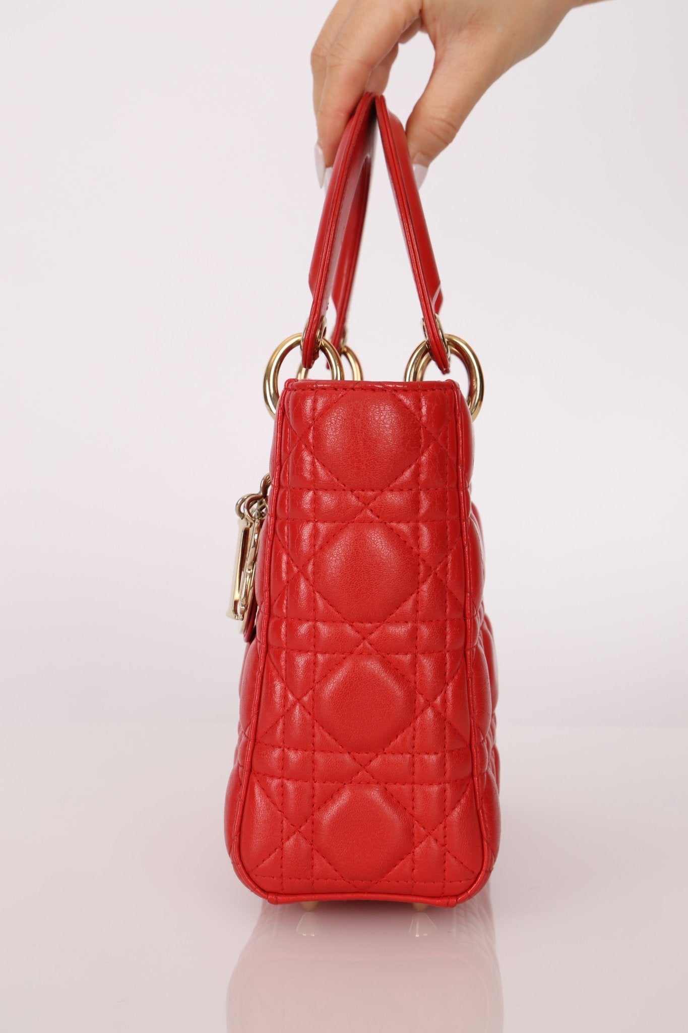 Dior 2018 Ruby Calfskin Cannage My ABCDior Small Lady - FashioNica