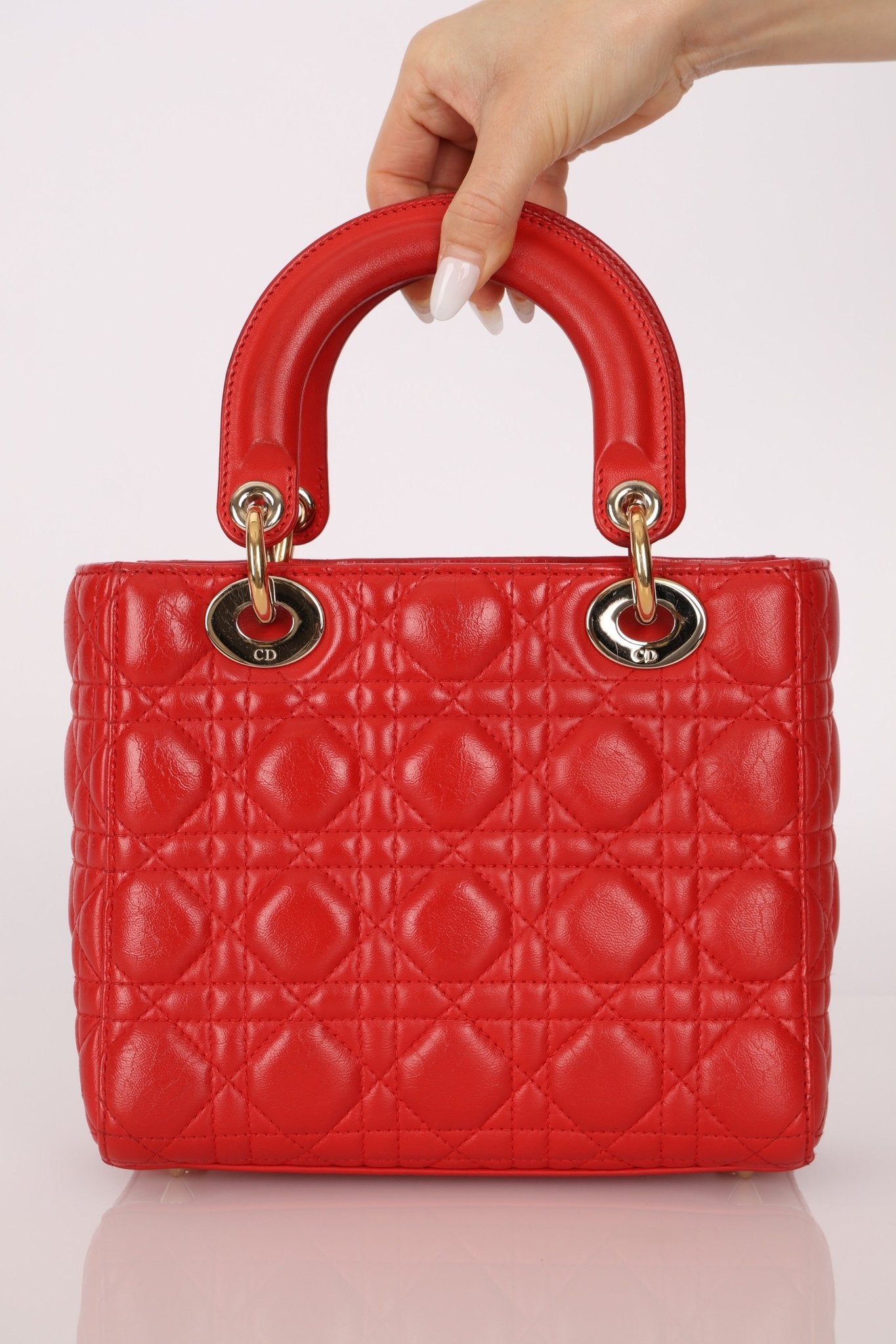 Dior 2018 Ruby Calfskin Cannage My ABCDior Small Lady - FashioNica