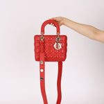 Dior 2018 Ruby Calfskin Cannage My ABCDior Small Lady - FashioNica