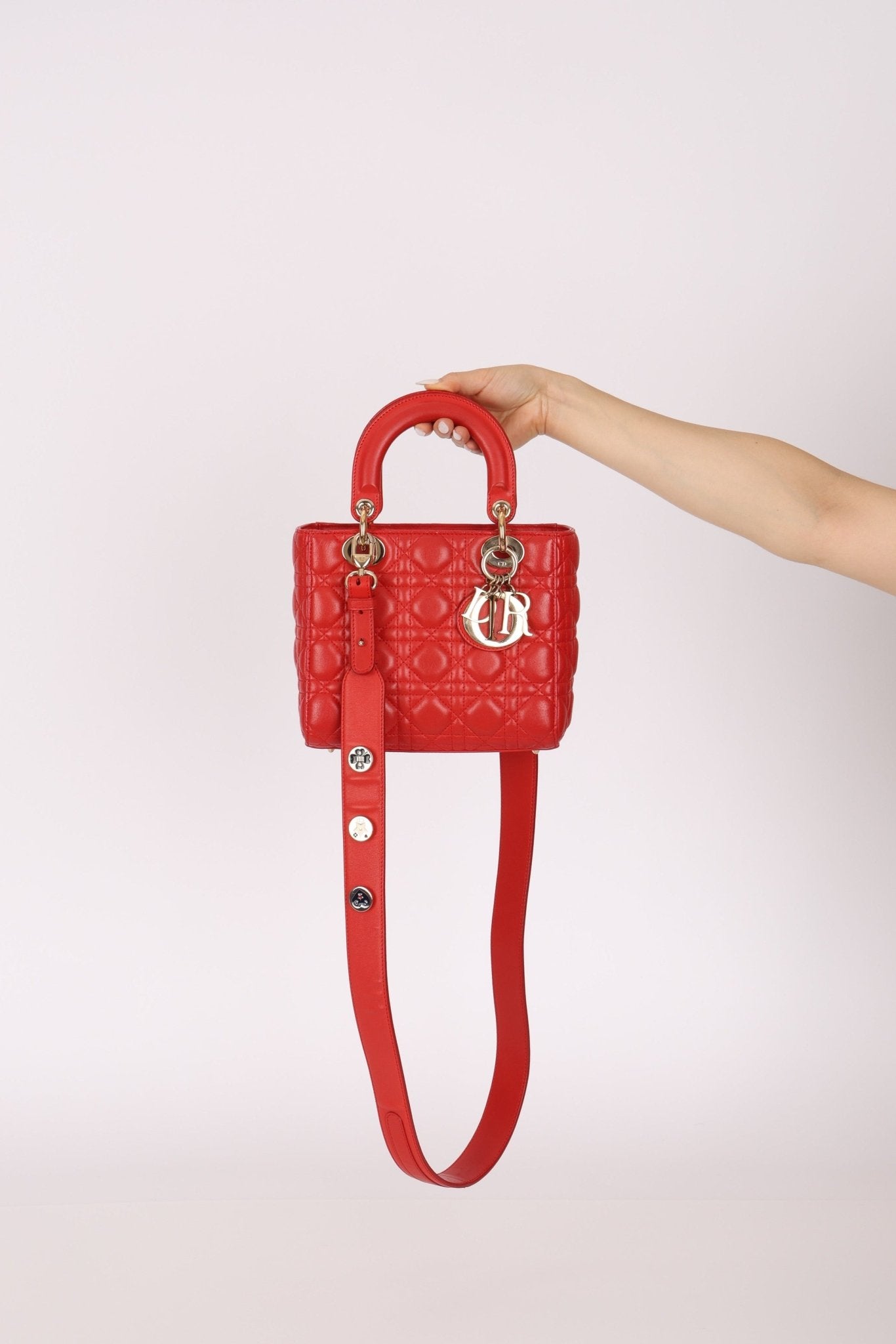 Dior 2018 Ruby Calfskin Cannage My ABCDior Small Lady - FashioNica