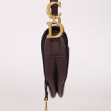 Dior 2019 Bordeaux Grain Mini Saddle GHW w/ Dior Guitar Strap - FashioNica