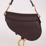 Dior 2019 Bordeaux Grain Mini Saddle GHW w/ Dior Guitar Strap - FashioNica