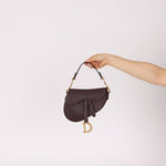 Dior 2019 Bordeaux Grain Mini Saddle GHW w/ Dior Guitar Strap - FashioNica