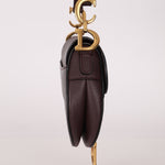 Dior 2019 Bordeaux Grain Mini Saddle GHW w/ Dior Guitar Strap - FashioNica
