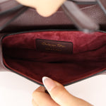 Dior 2019 Bordeaux Grain Mini Saddle GHW w/ Dior Guitar Strap - FashioNica