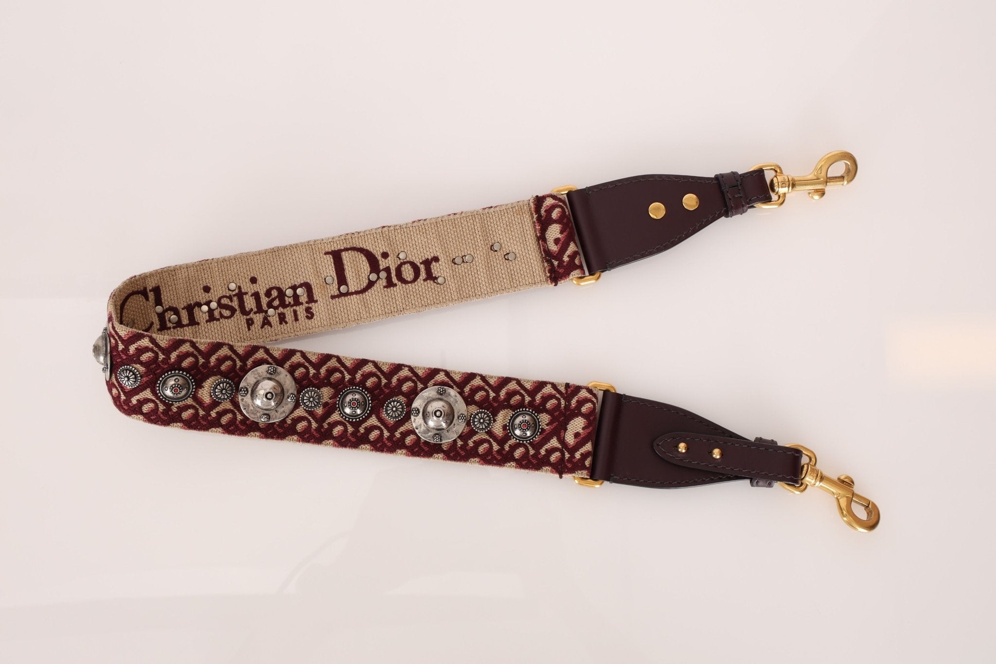 Dior 2019 Bordeaux Grain Mini Saddle GHW w/ Dior Guitar Strap - FashioNica