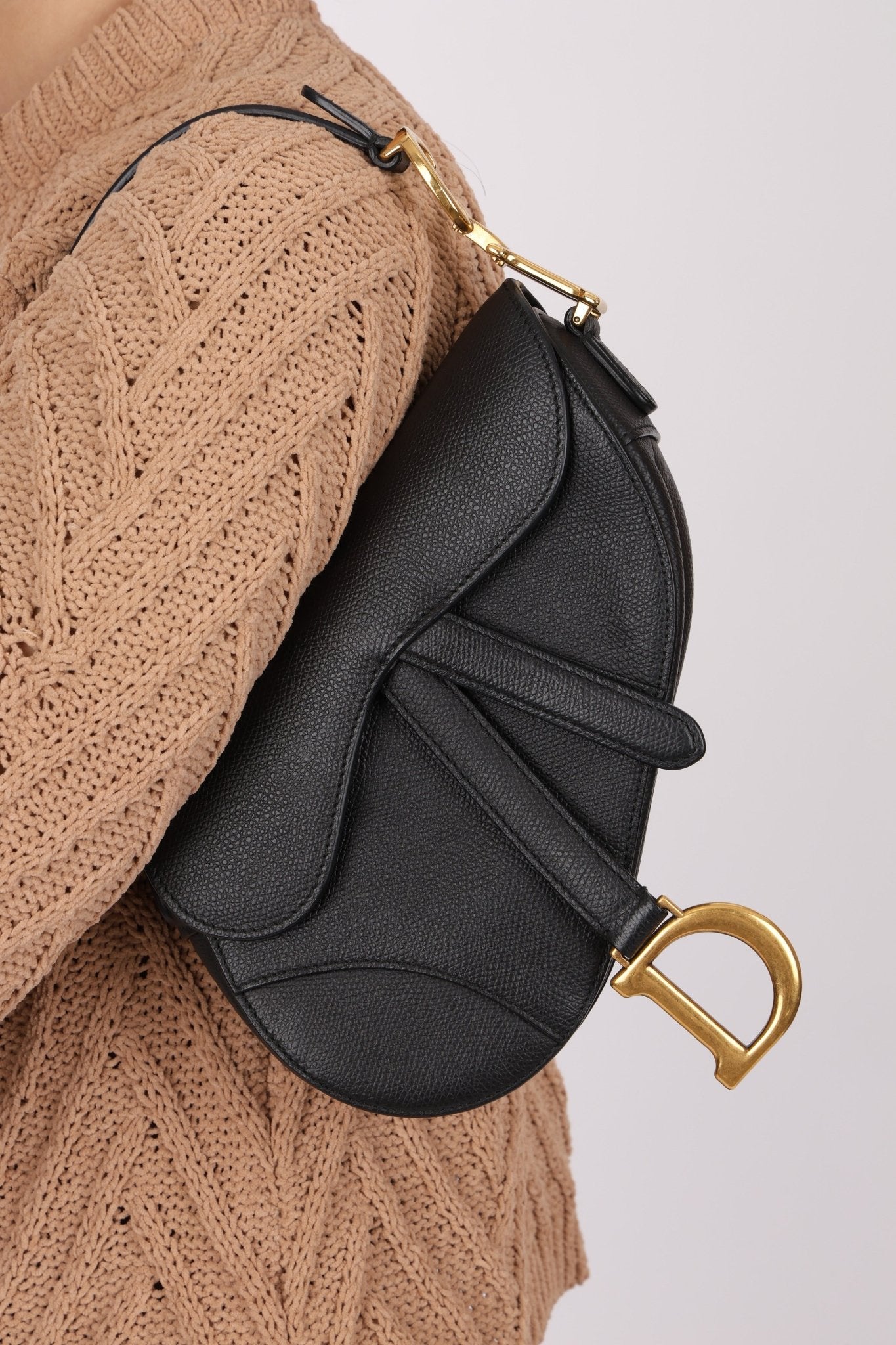 Dior 2019 Grained Leather Mini Saddle w/ Guitar Strap - FashioNica