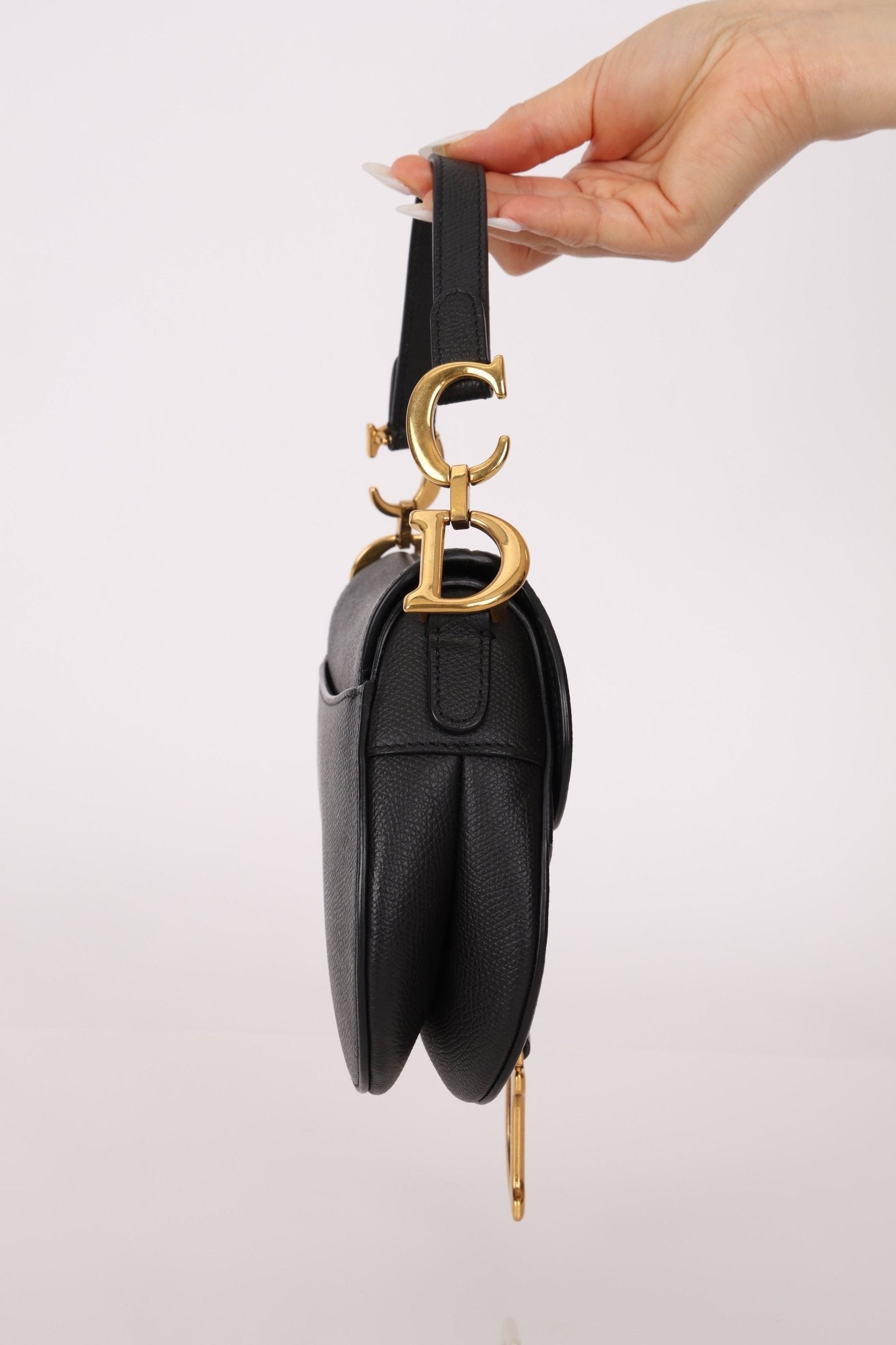 Dior 2019 Grained Leather Mini Saddle w/ Guitar Strap - FashioNica