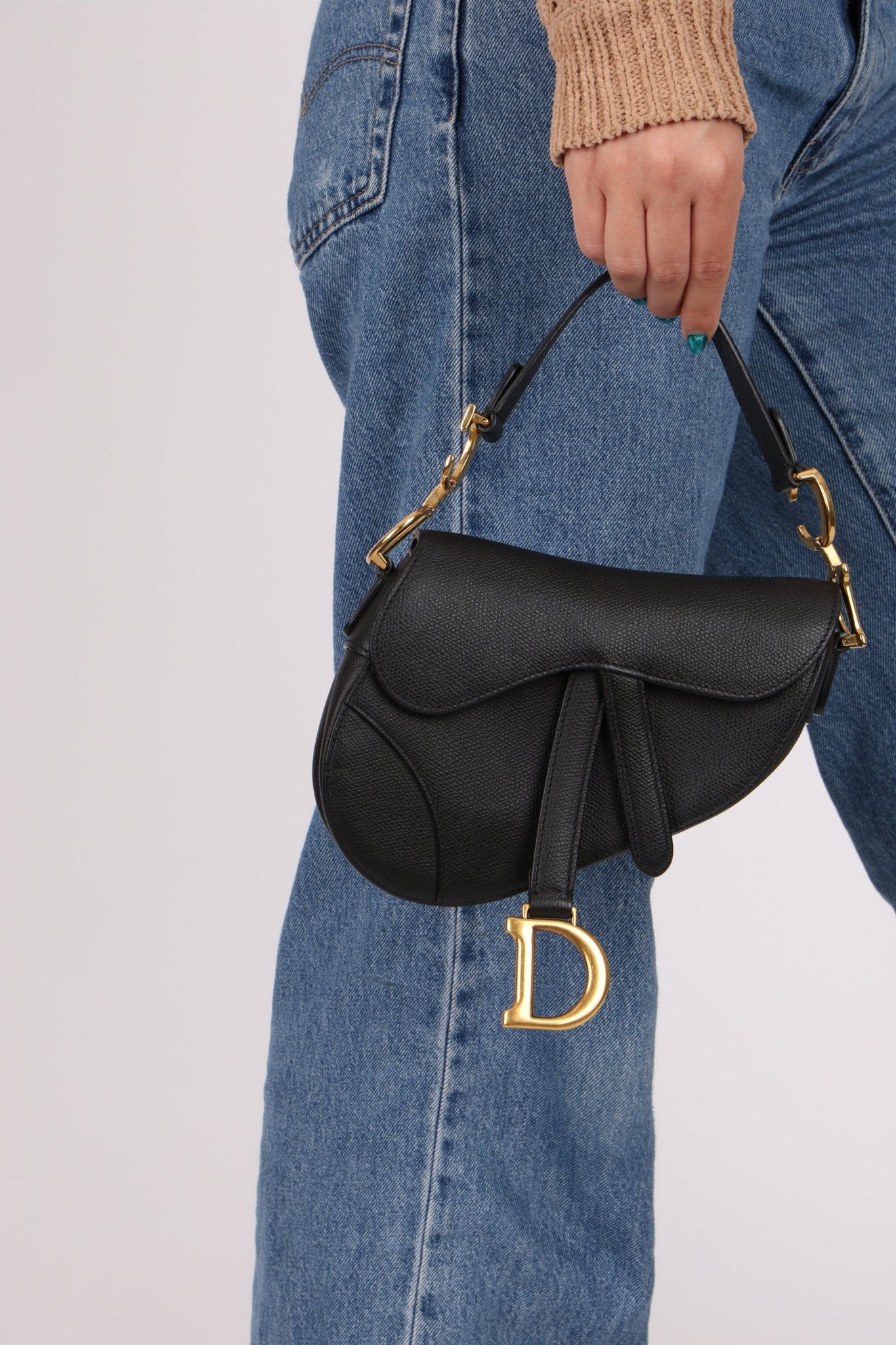 Dior 2019 Grained Leather Mini Saddle w/ Guitar Strap - FashioNica