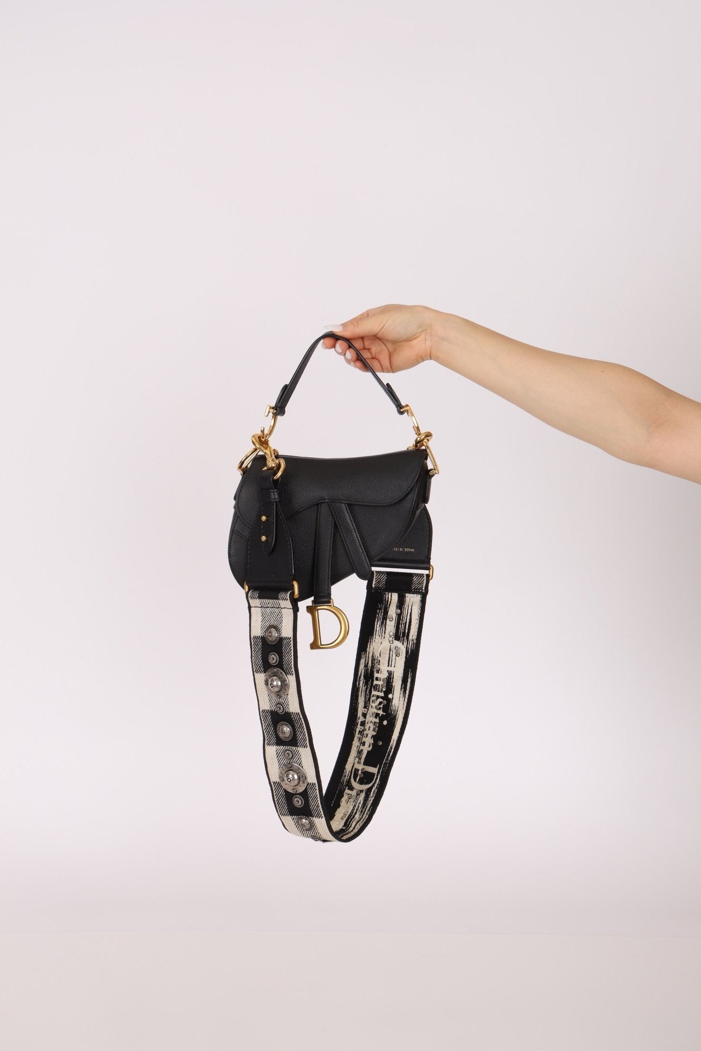 Dior 2019 Grained Leather Mini Saddle w/ Guitar Strap - FashioNica