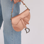 Dior 2019 Light Pink Satin Mini Saddle Bag - FashioNica