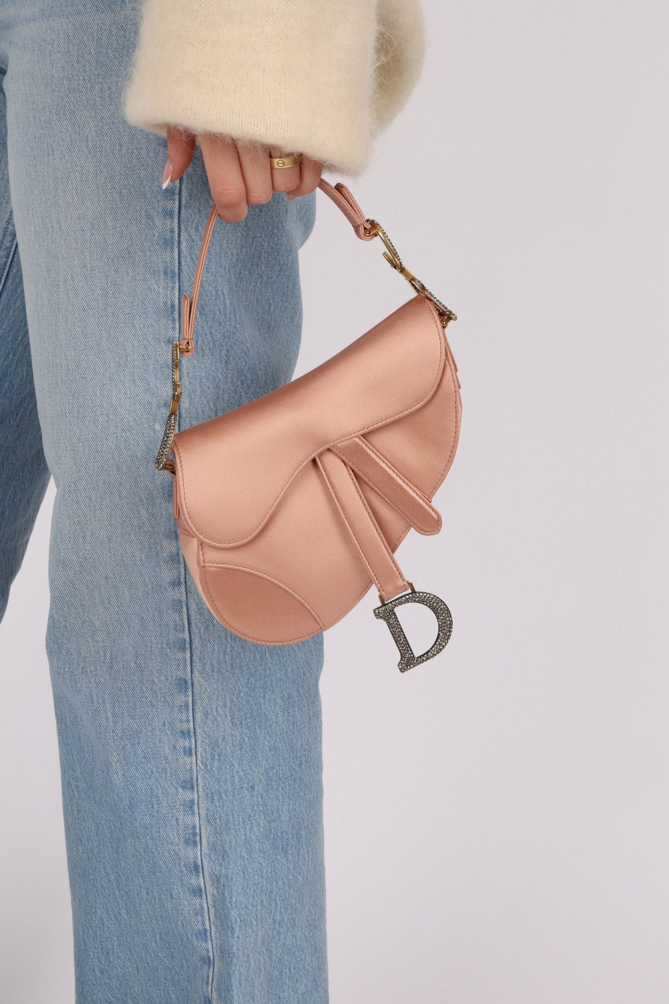 Dior 2019 Light Pink Satin Mini Saddle Bag - FashioNica