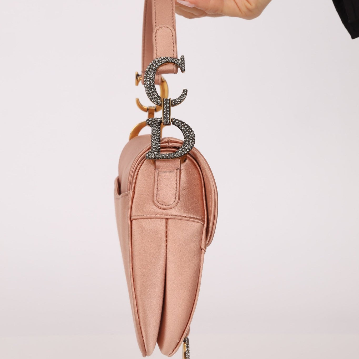 Dior 2019 Light Pink Satin Mini Saddle Bag - FashioNica