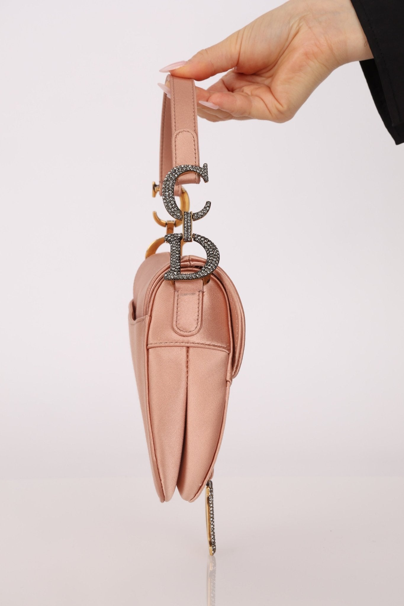 Dior 2019 Light Pink Satin Mini Saddle Bag - FashioNica