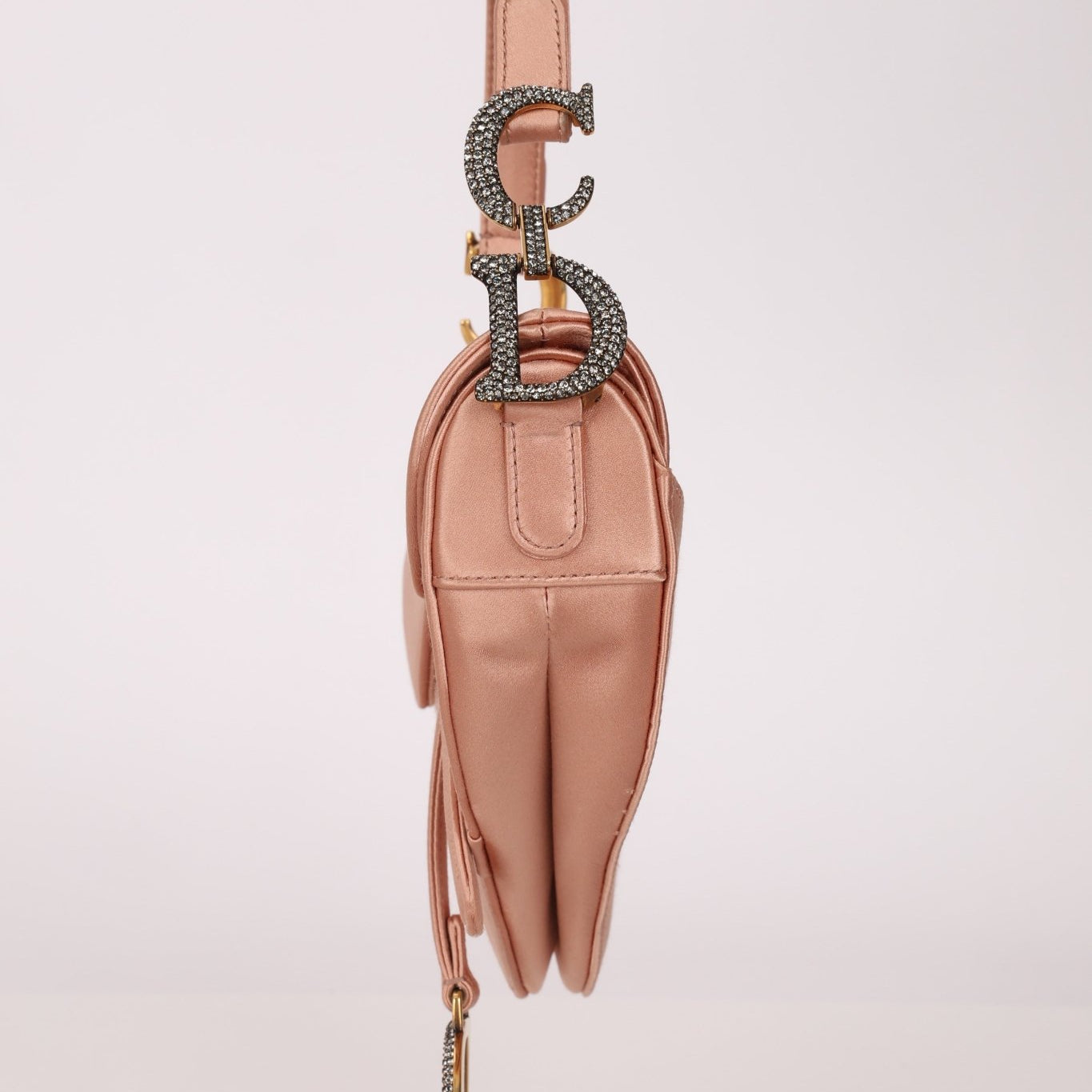 Dior 2019 Light Pink Satin Mini Saddle Bag - FashioNica