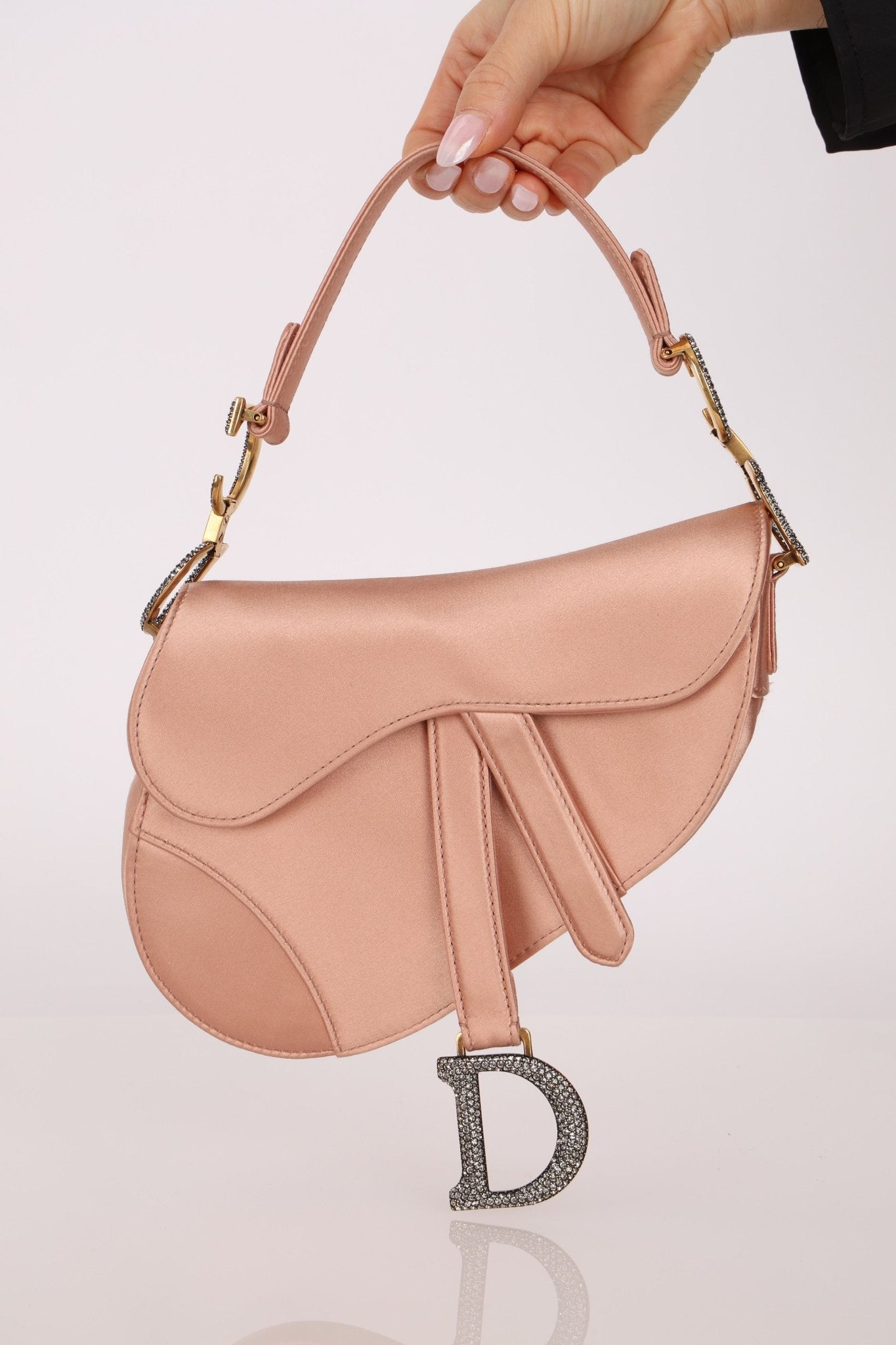 Dior 2019 Light Pink Satin Mini Saddle Bag - FashioNica