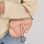 Dior 2019 Light Pink Satin Mini Saddle Bag - FashioNica