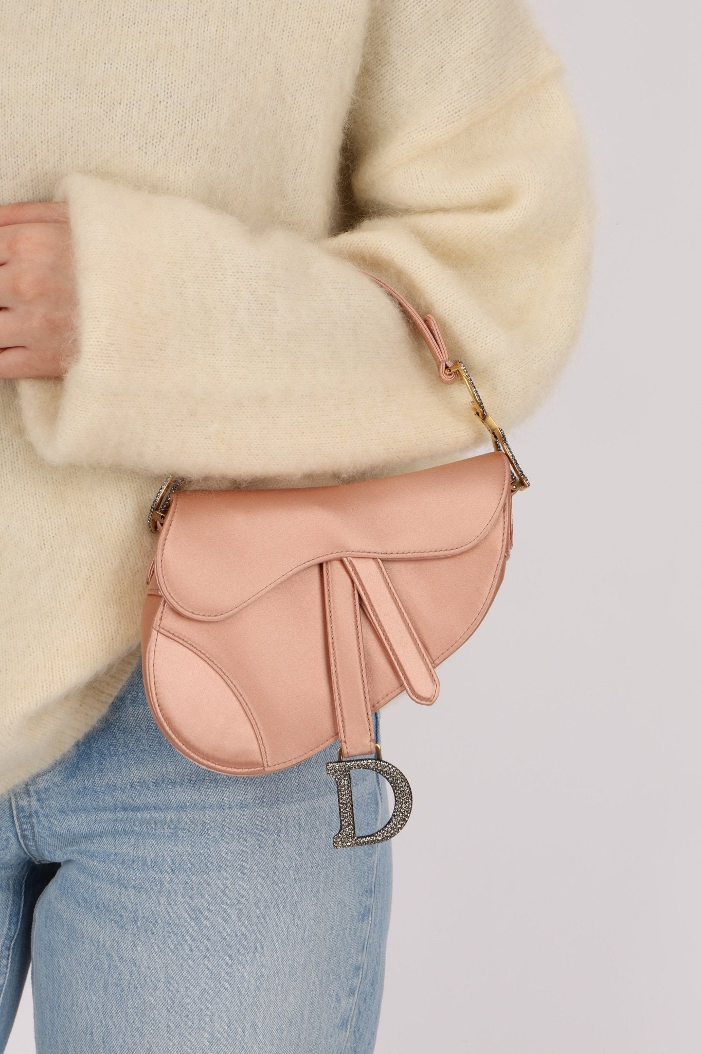 Dior 2019 Light Pink Satin Mini Saddle Bag - FashioNica
