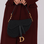 Dior 2019 Oblique Black Medium Saddle w Dior Guitar Strap - FashioNica
