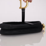 Dior 2019 Oblique Black Medium Saddle w Dior Guitar Strap - FashioNica
