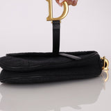 Dior 2019 Oblique Black Medium Saddle w Dior Guitar Strap - FashioNica