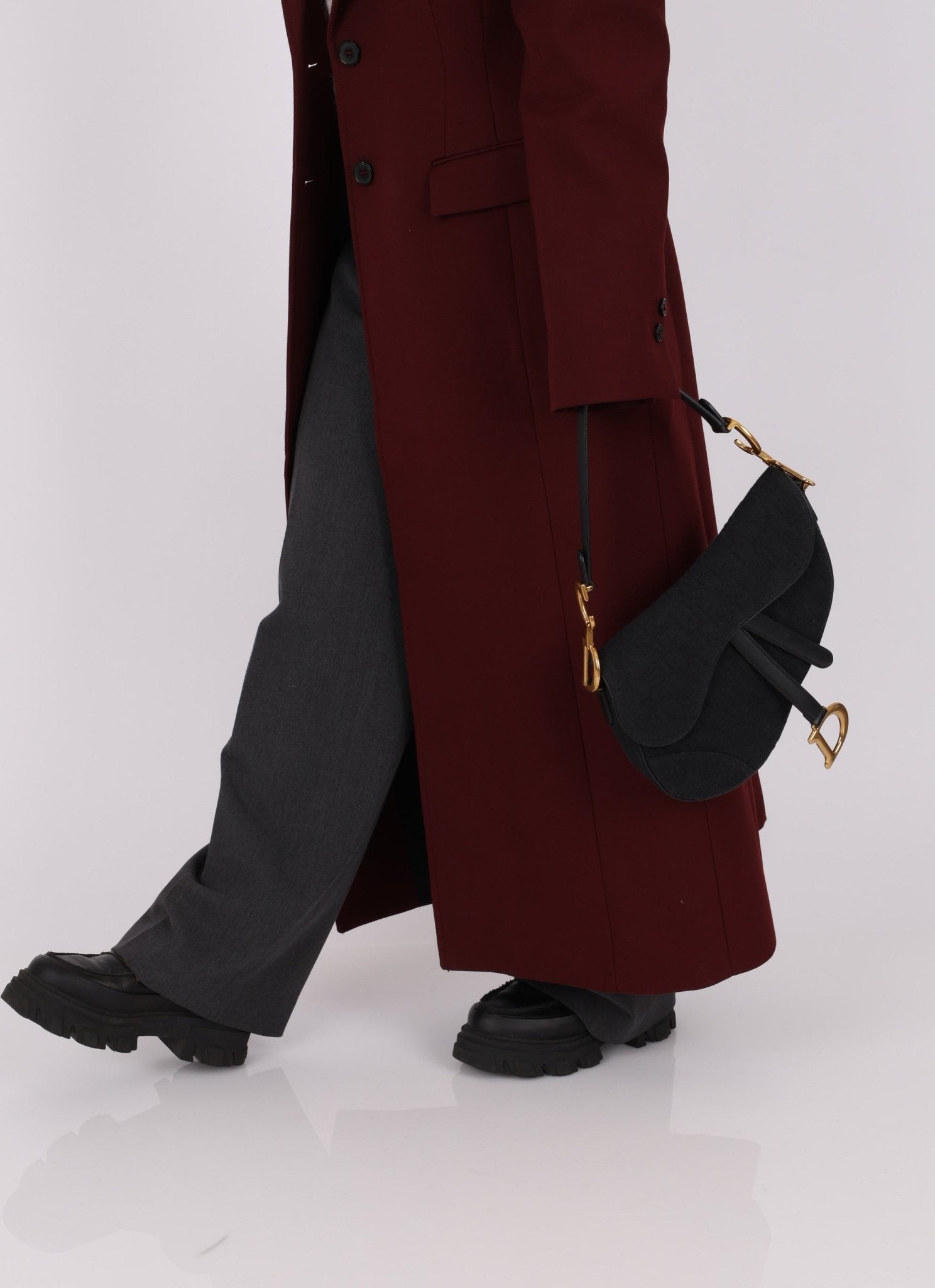 Dior 2019 Oblique Black Medium Saddle w Dior Guitar Strap - FashioNica