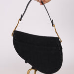 Dior 2019 Oblique Black Medium Saddle w Dior Guitar Strap - FashioNica