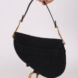 Dior 2019 Oblique Black Medium Saddle w Dior Guitar Strap - FashioNica