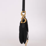 Dior 2019 Oblique Black Medium Saddle w Dior Guitar Strap - FashioNica