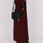 Dior 2019 Oblique Black Medium Saddle w Dior Guitar Strap - FashioNica