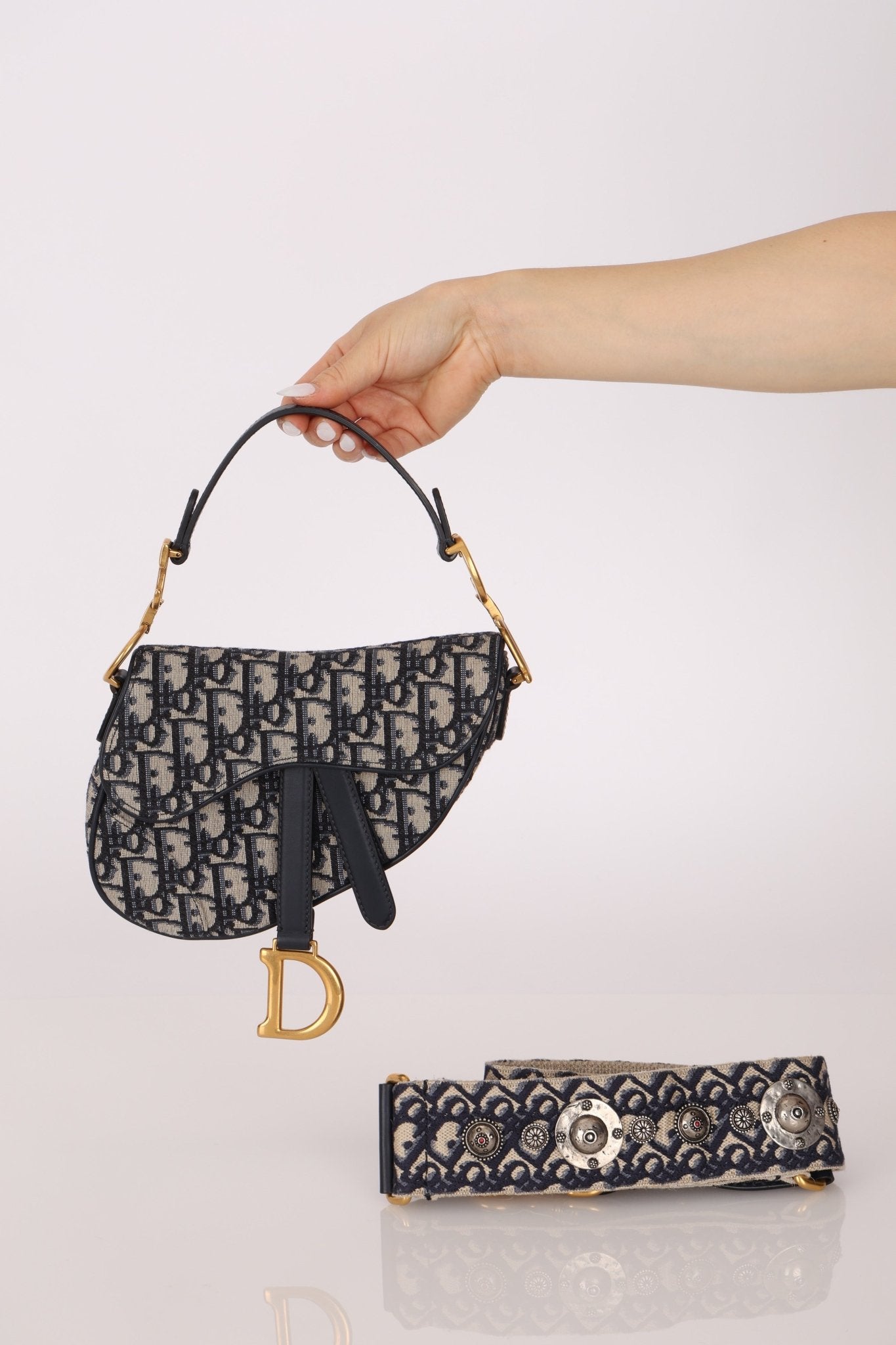 Dior 2019 Oblique Mini Saddle Bag with Guitar Strap - FashioNica