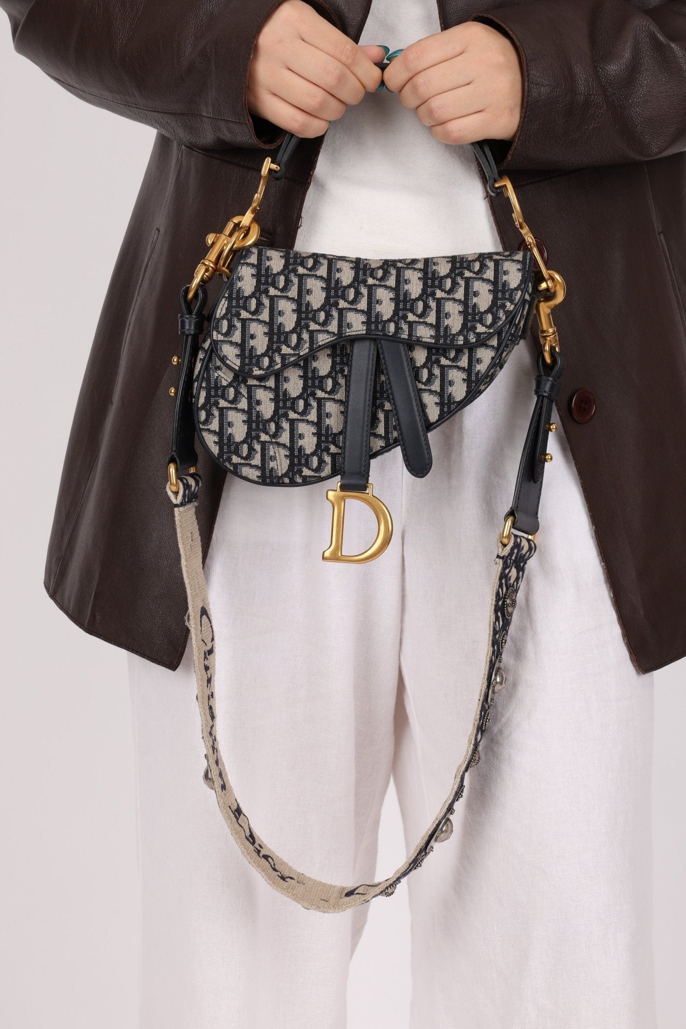 Dior 2019 Oblique Mini Saddle Bag with Guitar Strap - FashioNica