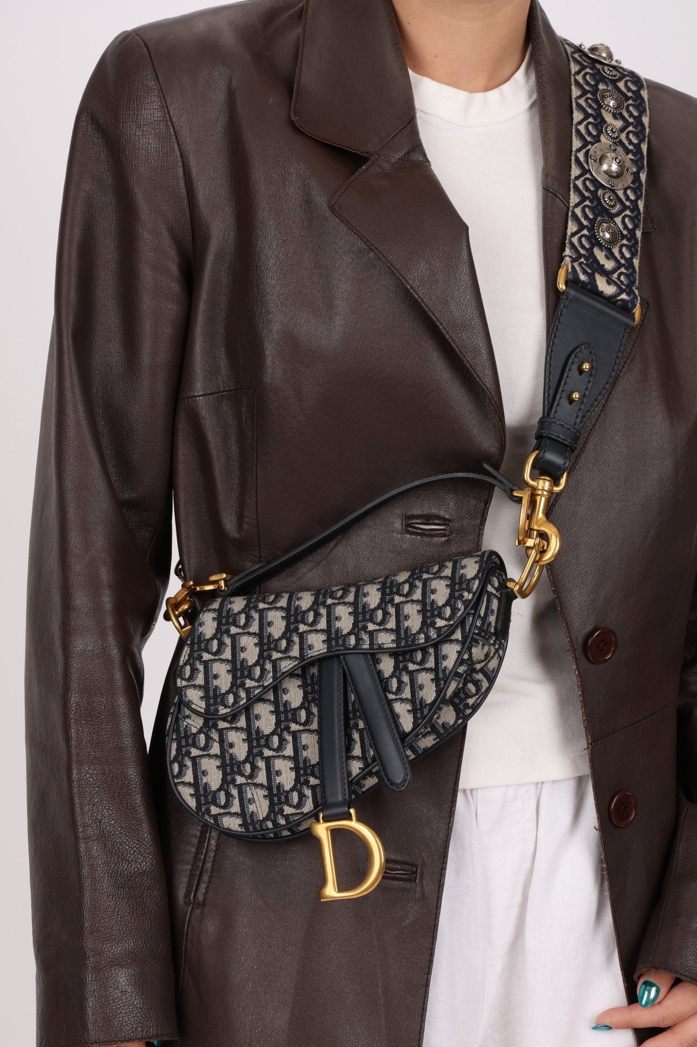 Dior 2019 Oblique Mini Saddle Bag with Guitar Strap - FashioNica