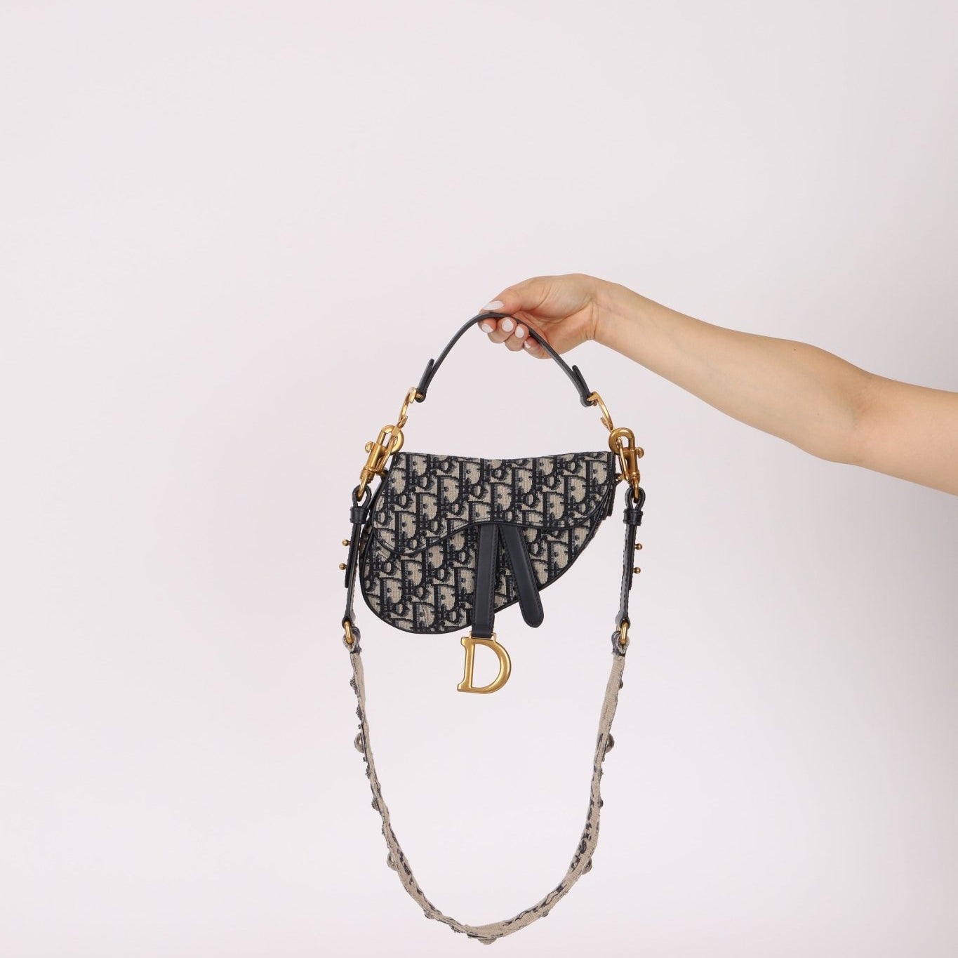 Dior 2019 Oblique Mini Saddle Bag with Guitar Strap - FashioNica