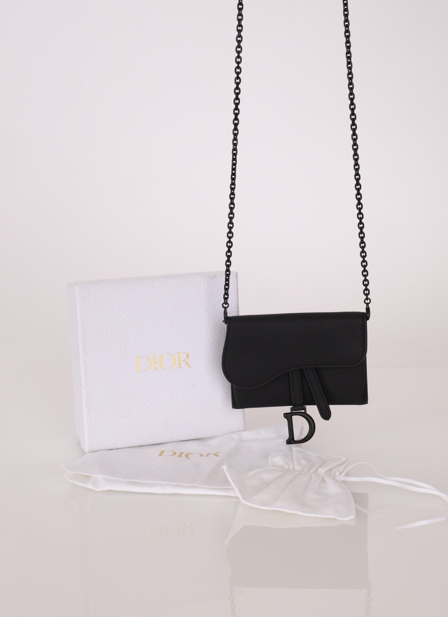 Dior 2020 Calfskin Ultra Matte Cardholder with Chain - FashioNica