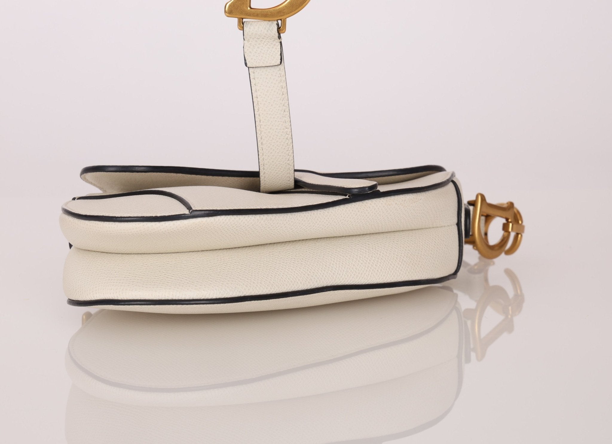 Dior 2020 Grained Calfskin White Mini Saddle - FashioNica