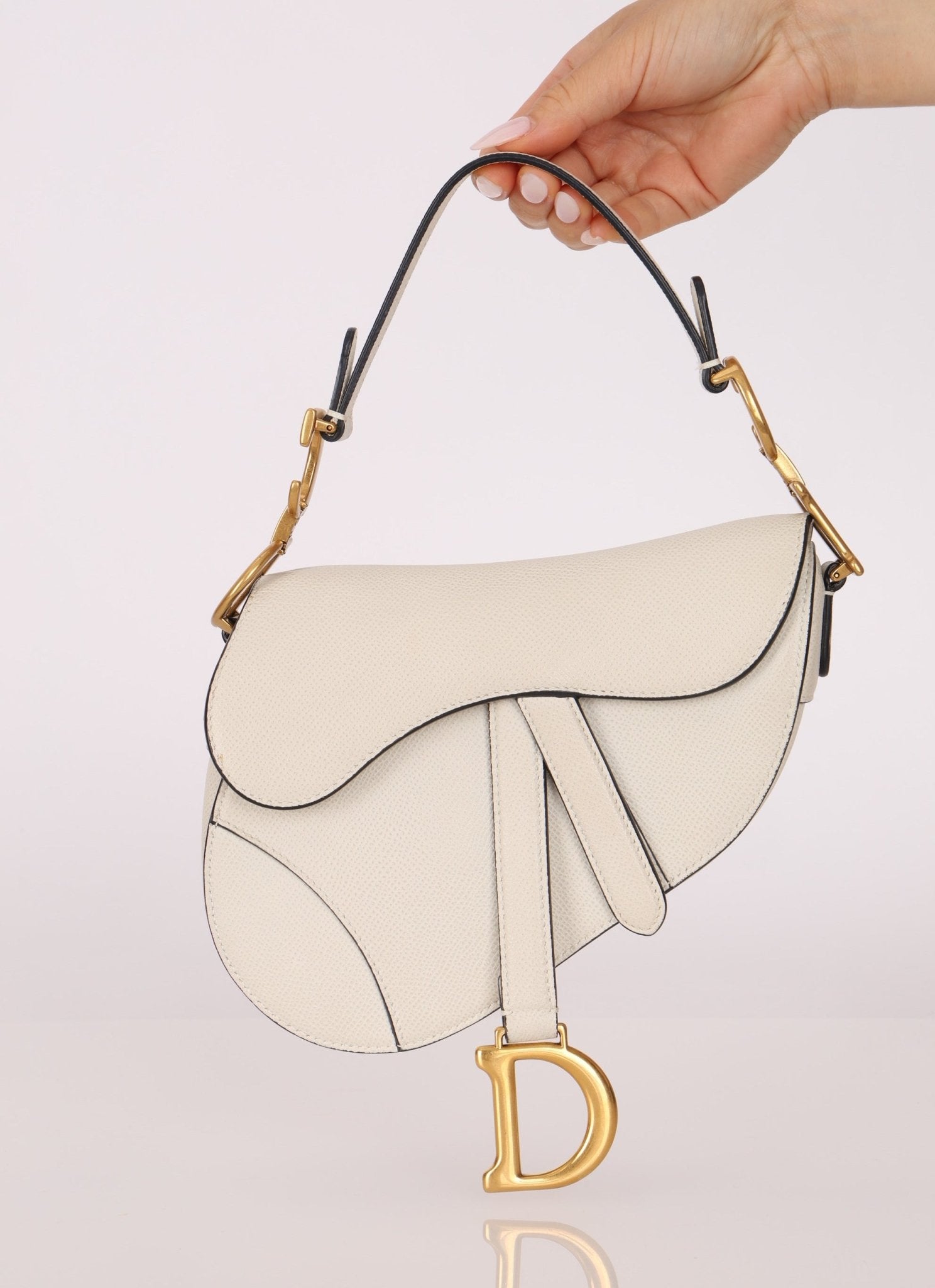 Dior 2020 Grained Calfskin White Mini Saddle - FashioNica