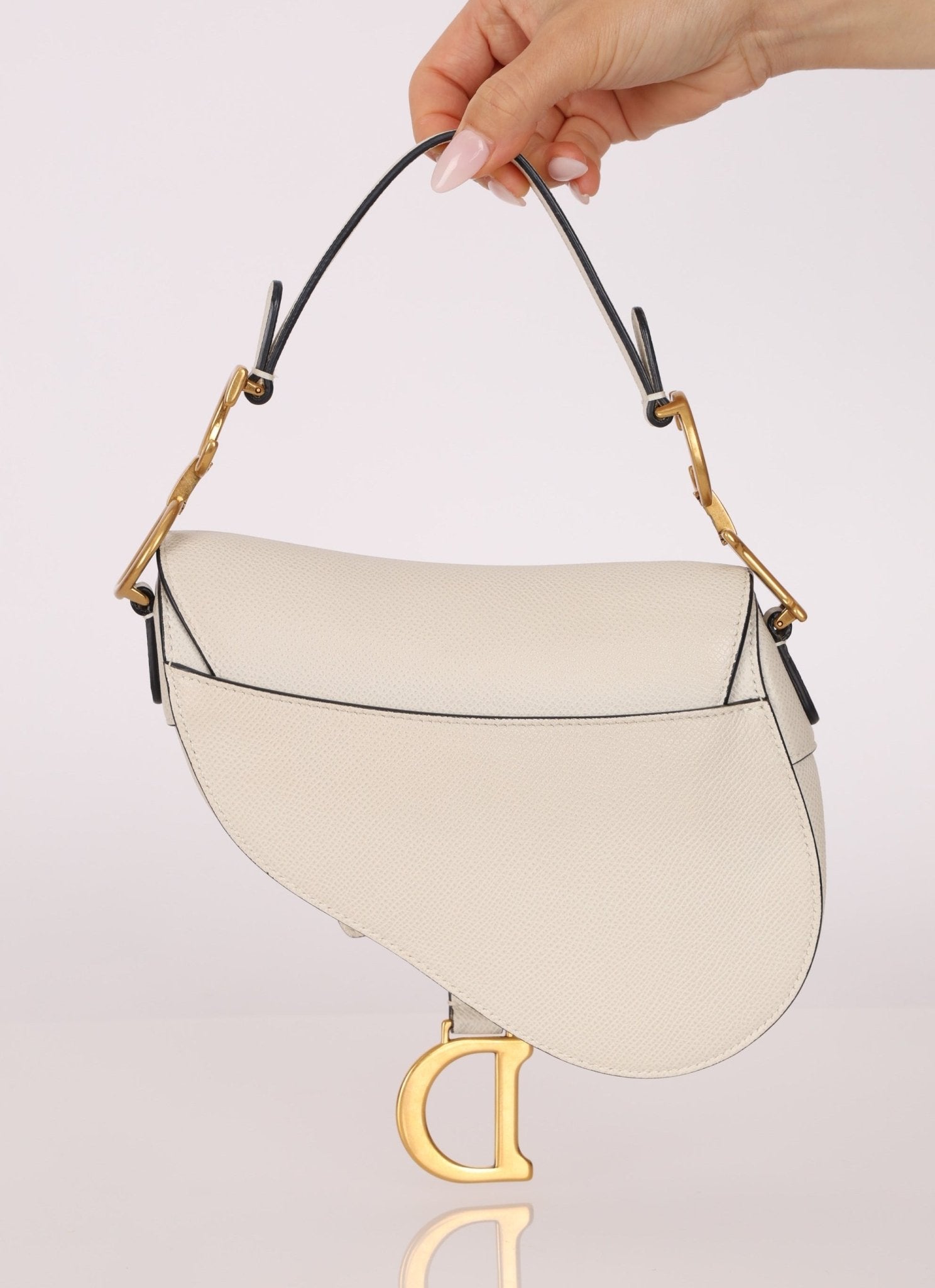 Dior 2020 Grained Calfskin White Mini Saddle - FashioNica