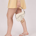 Dior 2020 Grained Calfskin White Mini Saddle - FashioNica