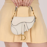 Dior 2020 Grained Calfskin White Mini Saddle - FashioNica