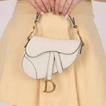 Dior 2020 Grained Calfskin White Mini Saddle - FashioNica