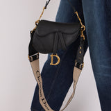 Dior 2021 Grained Calfskin Mini Saddle Bag w/ Guitar Strap - FashioNica