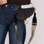 Dior 2021 Grained Calfskin Mini Saddle Bag w/ Guitar Strap - FashioNica