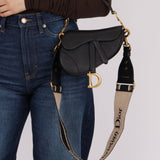 Dior 2021 Grained Calfskin Mini Saddle Bag w/ Guitar Strap - FashioNica