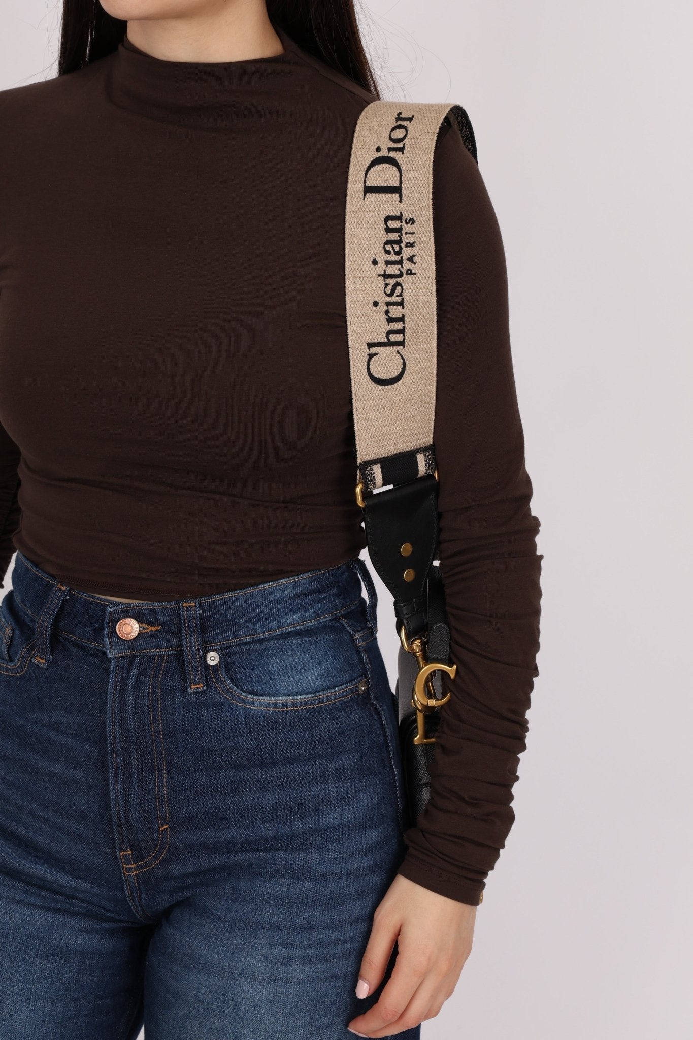 Dior 2021 Grained Calfskin Mini Saddle Bag w/ Guitar Strap - FashioNica