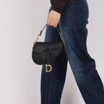 Dior 2021 Grained Calfskin Mini Saddle Bag w/ Guitar Strap - FashioNica