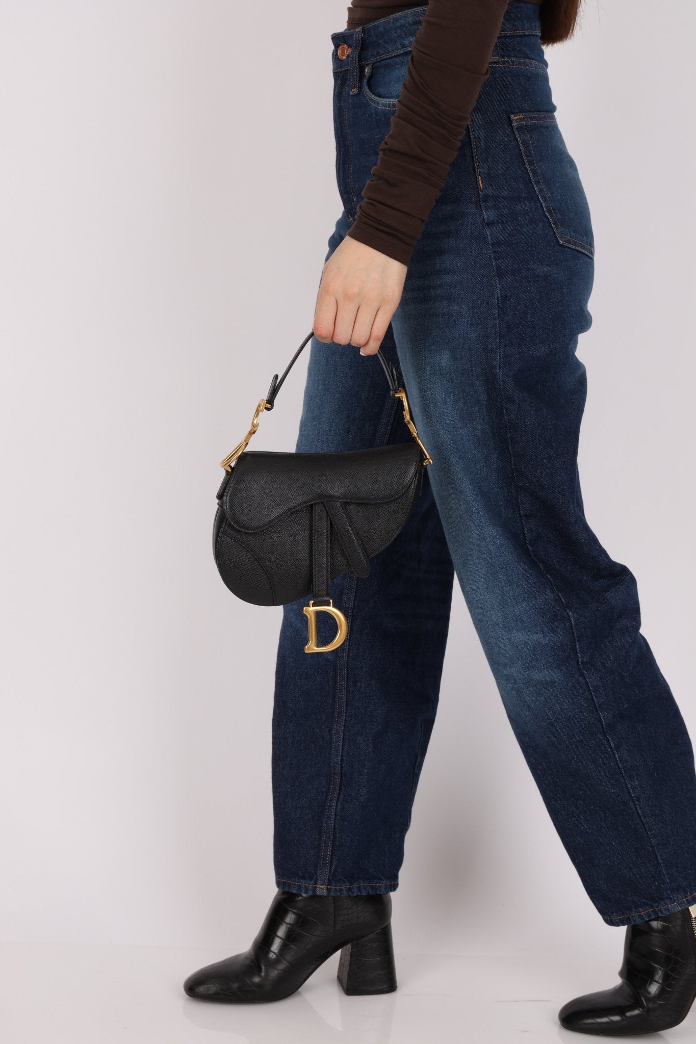 Dior 2021 Grained Calfskin Mini Saddle Bag w/ Guitar Strap - FashioNica