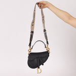 Dior 2021 Grained Calfskin Mini Saddle Bag w/ Guitar Strap - FashioNica