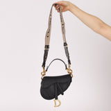 Dior 2021 Grained Calfskin Mini Saddle Bag w/ Guitar Strap - FashioNica