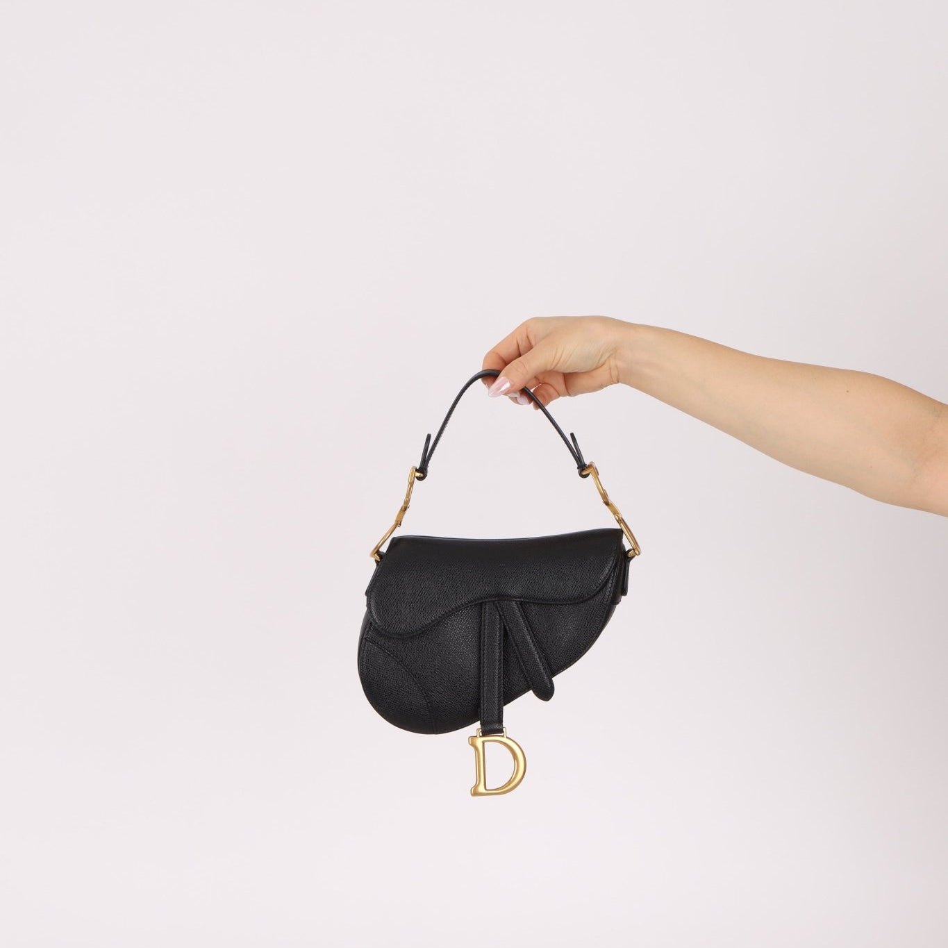 Dior 2021 Grained Calfskin Mini Saddle Bag w/ Guitar Strap - FashioNica